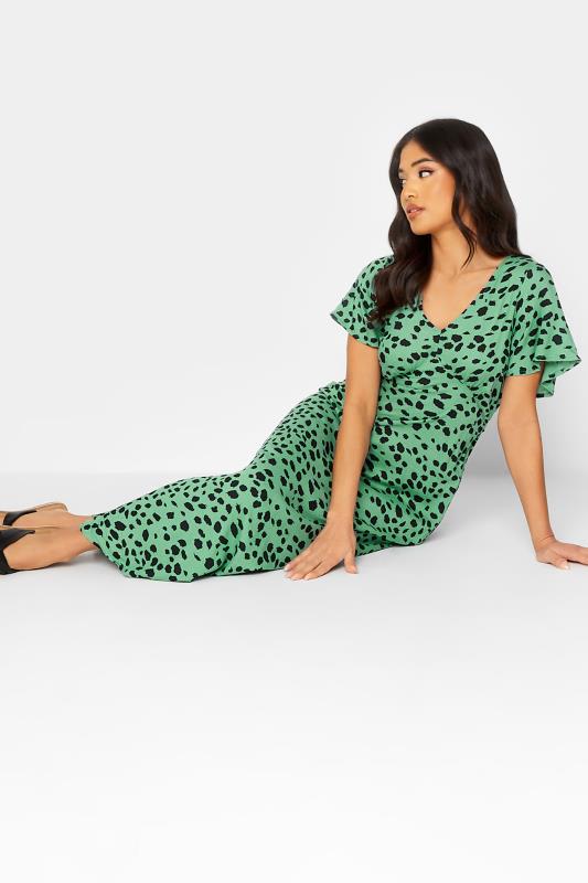 Petite Green Dalmatian Print Tea Dress | PixieGirl 2