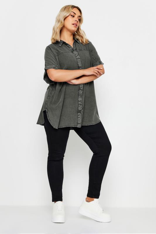 YOURS 2 PACK Plus Size Grey & Blue Chambray Shirts | Yours Clothing 3