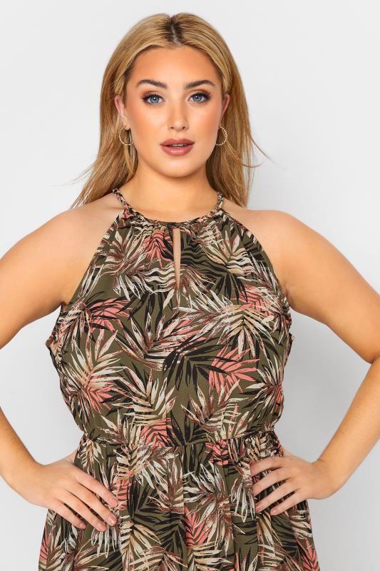 YOURS LONDON Plus Size Green Tropical Print Keyhole Dress | Yours Clothing 5
