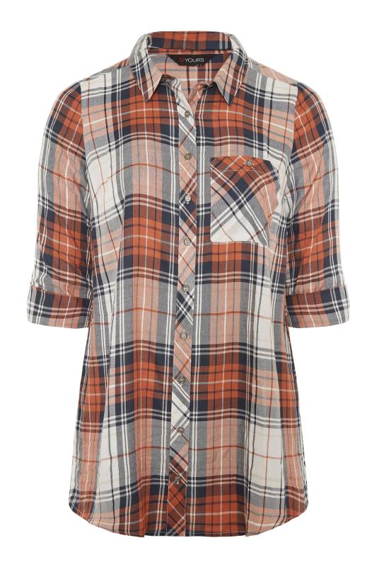 Plus Size Rust Orange Check Boyfriend Shirt | Yours Clothing 6