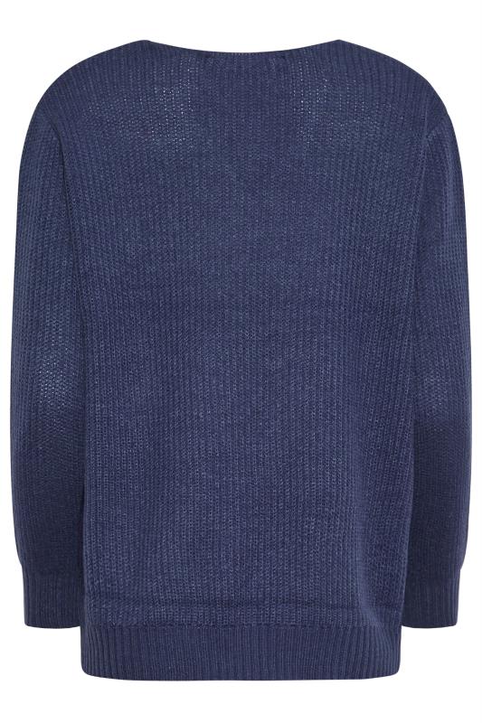 M&Co Navy Blue V-Neck Knitted Jumper | M&Co 8