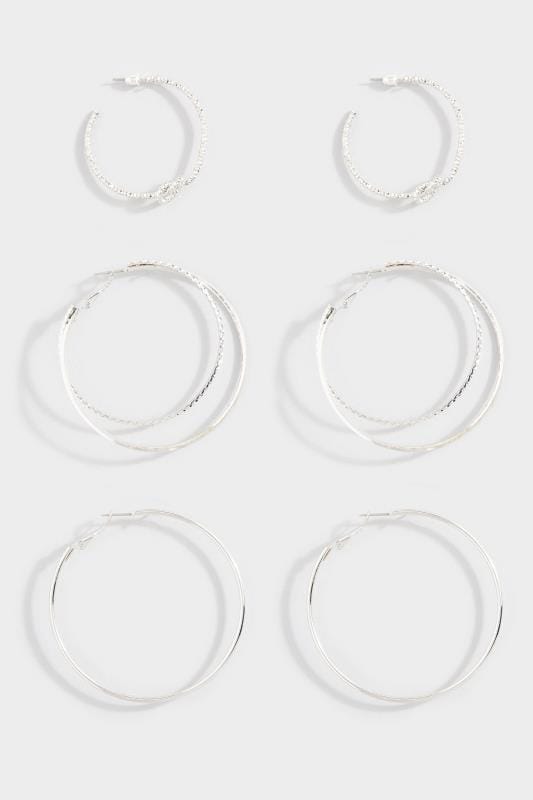 Jewellery Grande Taille 3 PACK Silver Knot Hoop Earrings