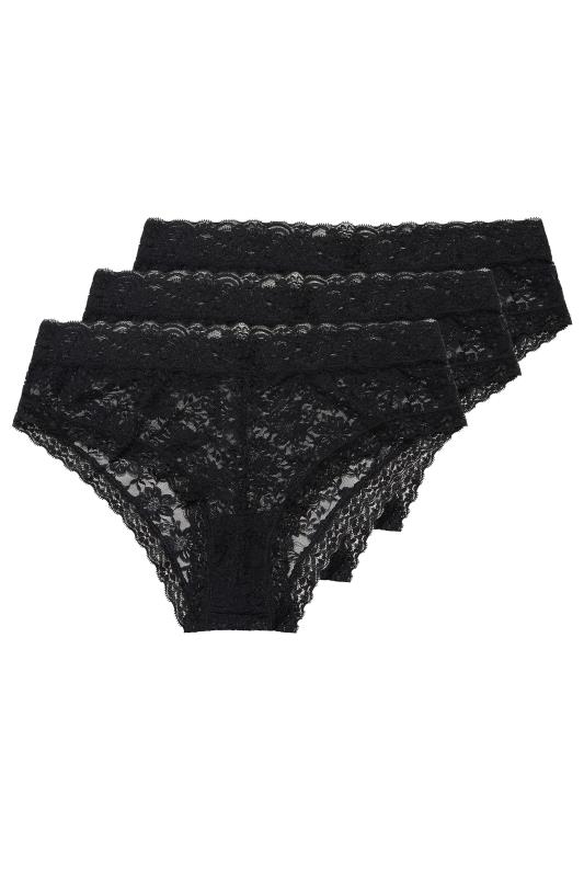 3 PACK Curve Black Lace Low Rise Brazilian Knickers 3