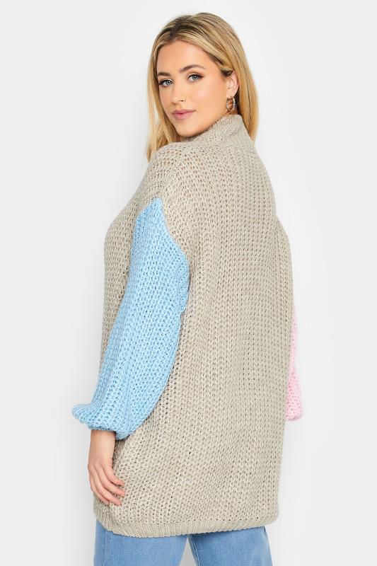 YOURS LUXURY Plus Size Beige Brown Colour Block Sleeve Jumper | Yours Clothing 3