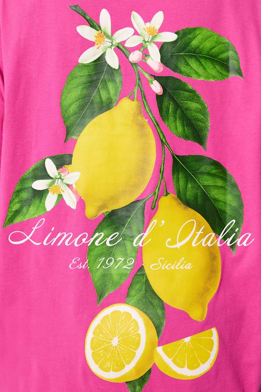 YOURS Plus Size Pink Lemon Back Print Graphic T-Shirt | Yours Clothing 5