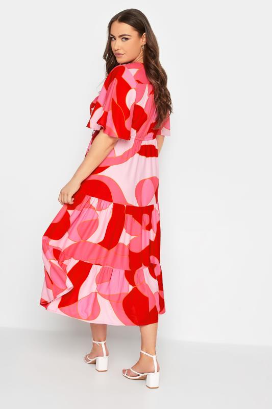 LIMITED COLLECTION Pink Plus Size Abstract Print Tiered Dress | Yours Clothing  3