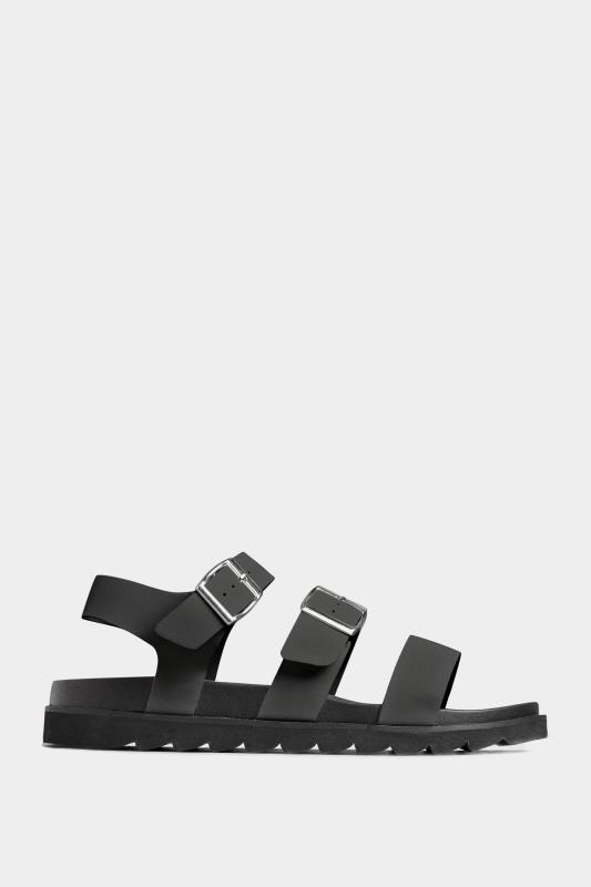LIMITED COLLECTION Black Footbed Buckle Sandals In Extra Wide Fit | Yours Clothing 3