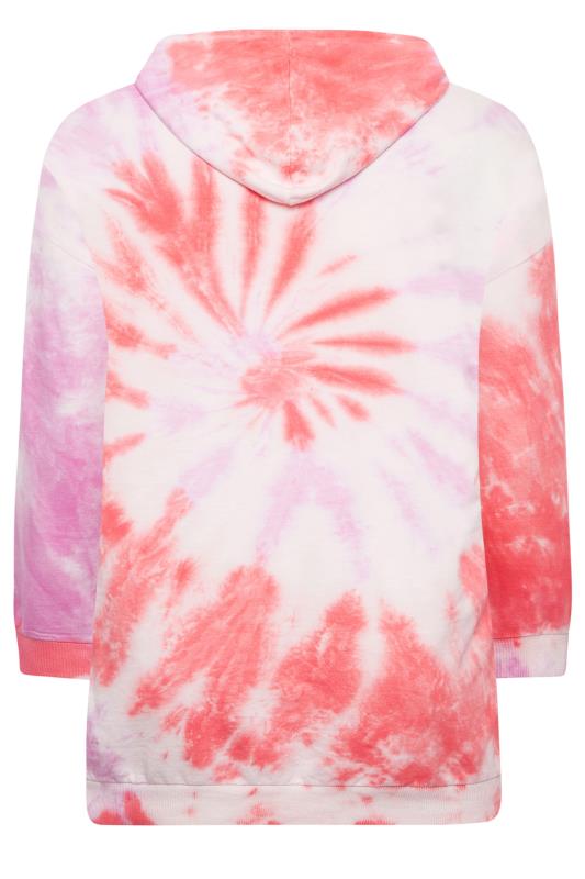 YOURS Curve Bright Pink Tie Dye Hoodie | Yours Clothing 7