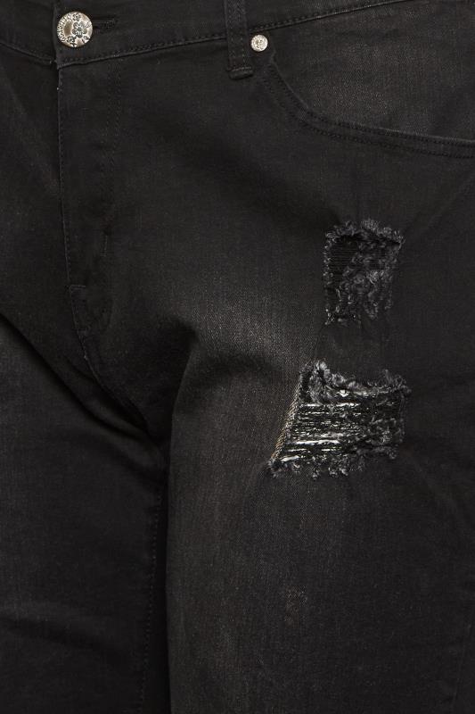 Black Fishnet Destructed Chain Skinny Jeans Plus Size