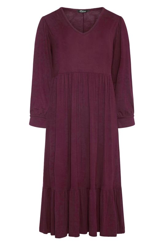 LIMITED COLLECTION Curve Purple Long Sleeve Tiered Dress 6
