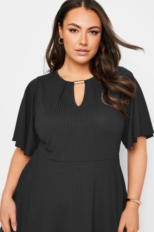 YOURS Plus Size Black Metal Trim Peplum Top | Yours Clothing 4