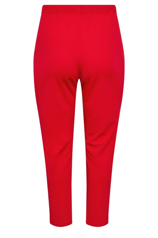 LIMITED COLLECTION Plus Size Red Split Hem Stretch Tapered Trousers | Yours Clothing 7