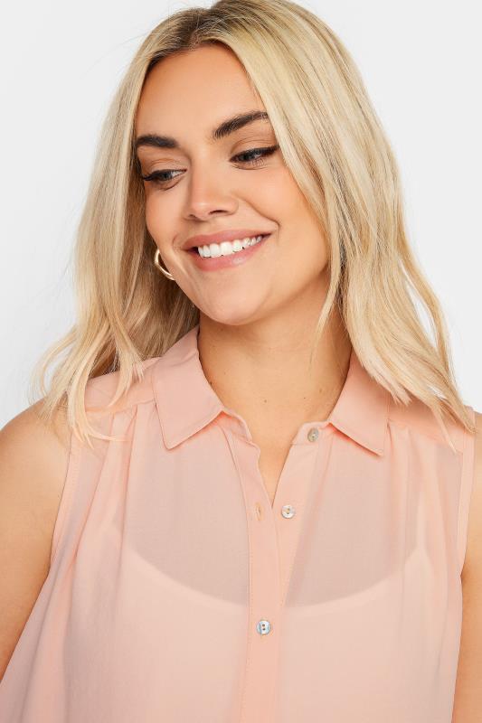 YOURS Plus Size Pink Sleeveless Shirt | Yours Clothing 5