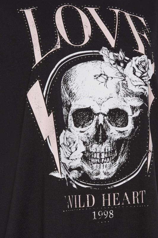 YOURS Plus Size Black Skull Print 'Love' T-Shirt | Yours Clothing 5
