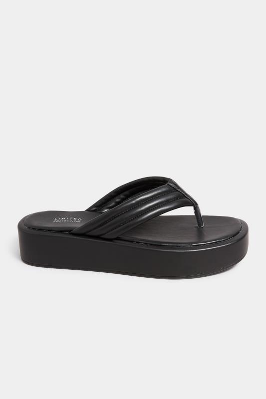 LIMITED COLLECTION Black Flatform Toe Thong Sandals in Wide E Fit | Yours Clothing 3