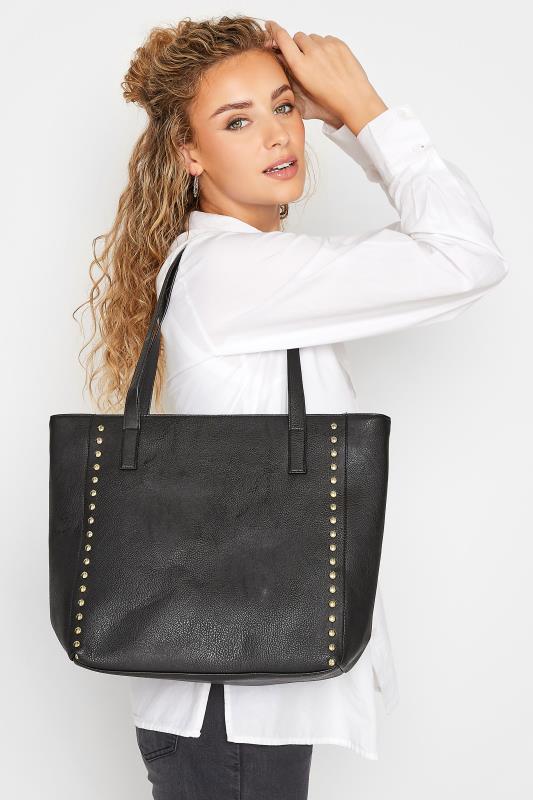 Black Stud Shopper Bag | Yours Clothing 2