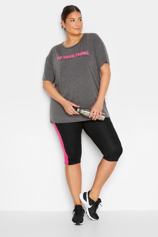 YOURS ACTIVE Plus Size Charcoal Grey 'Do Your Thing' Slogan Top | Yours Clothing 2
