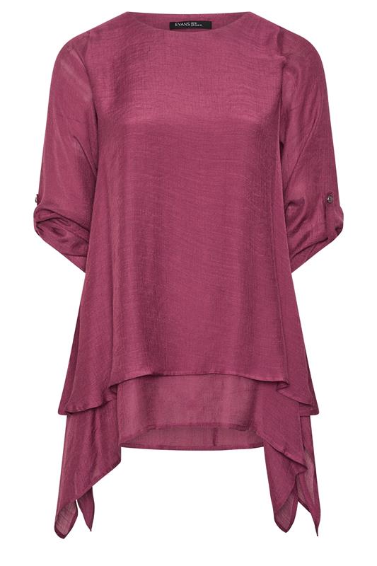 EVANS Plus Size Berry Red Double Layer Blouse | Evans 1