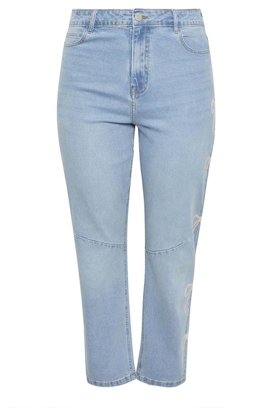 LIMITED COLLECTION Plus Size Blue Bow Barrel Leg Jeans | Yours Clothing 6