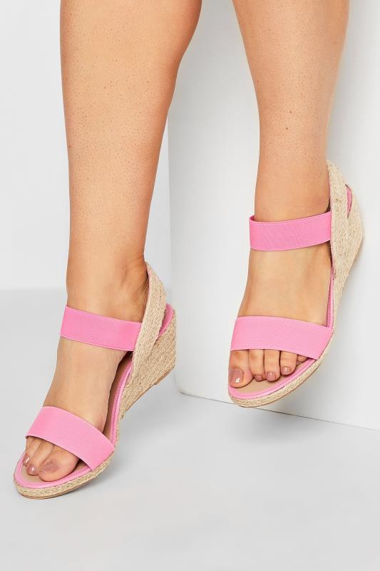 Pink Espadrille Wedges In Wide E Fit & Extra Wide EEE Fit | Yours Clothing  1