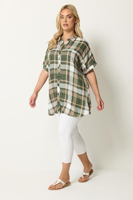 YOURS Plus Size Green Checked Shirt | Yours Clothing 2