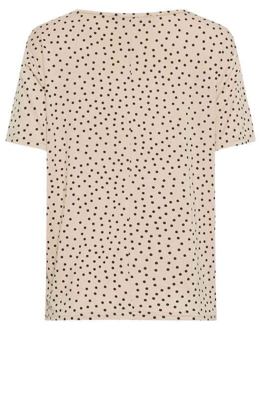 M&Co Beige Brown Spot Print Tie Detail T-Shirt | M&Co  7