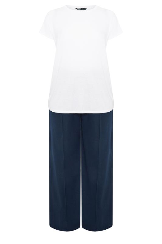 YOURS Plus Size Navy Blue Sweatshirt Jogger & T-Shirt Set | Yours Clothing 8