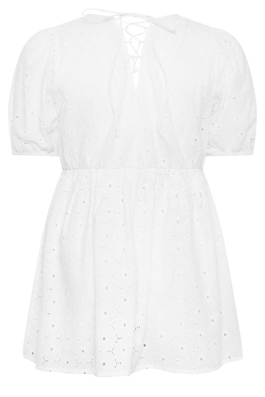 LIMITED COLLECTION Plus Size White Embroidered Peplum Top | Yours Clothing  8