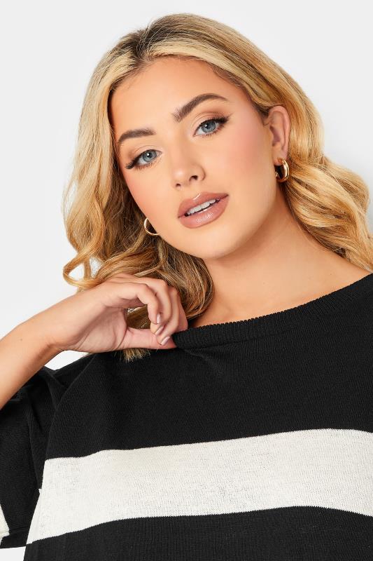 YOURS Plus Size Curve Black Stripe Knitted Jumper | Yours Clothing  4