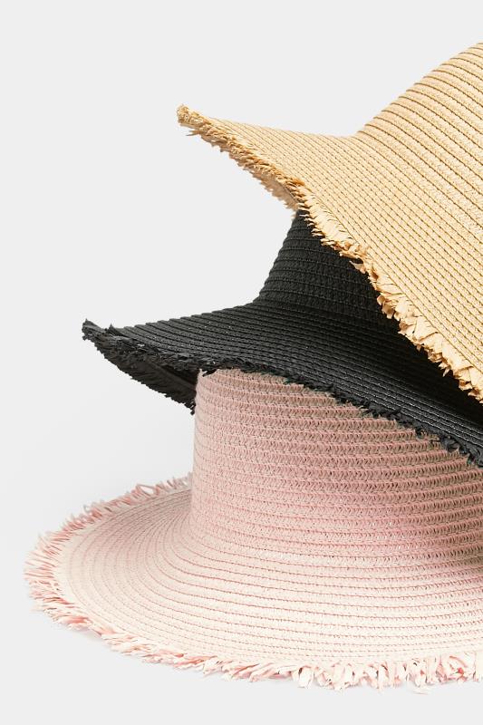 Pink Frayed Edge Straw Hat 4