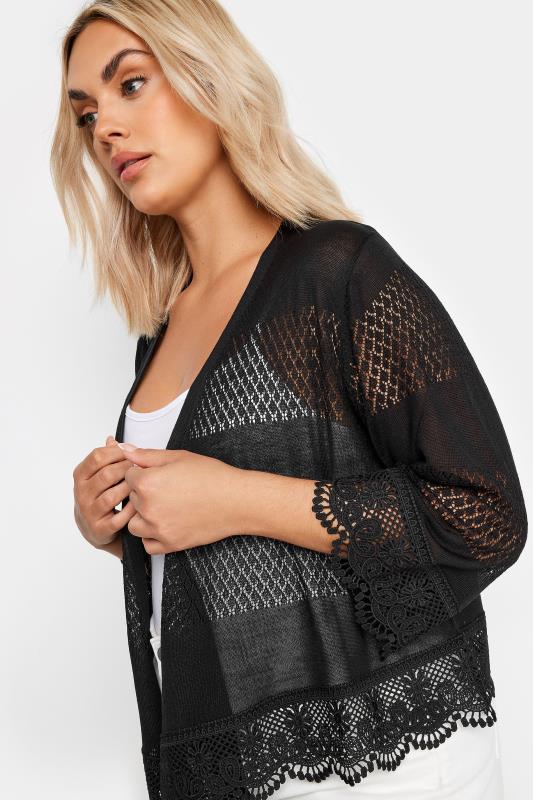 YOURS Plus Size Black Lace Waterfall Shrug | Yours Clothing 3