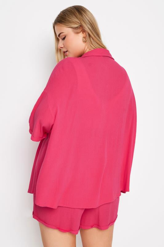 LIMITED COLLECTION Plus Size Pink Crinkle Shirt | Yours Clothing 4