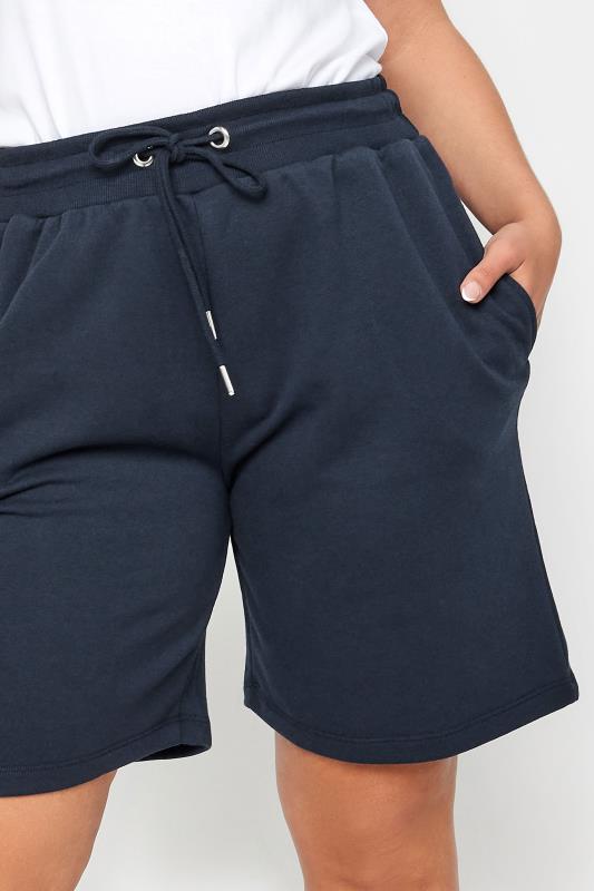 YOURS Plus Size Navy Blue Elasticated Jogger Shorts | Yours Clothing 4