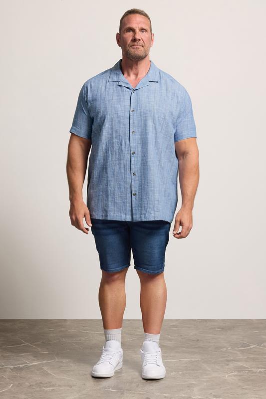 BadRhino Big & Tall Blue Textured Stripe Shirt 4