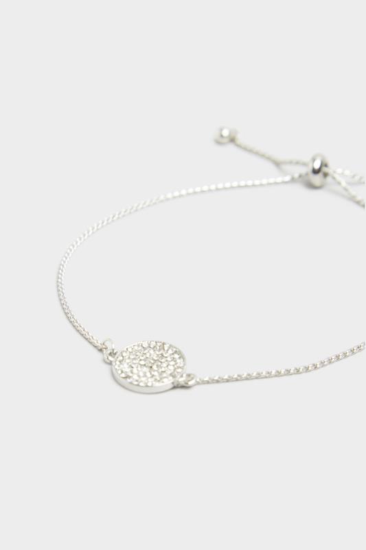 Plus Size Silver Diamante Circle Bracelet | Yours Clothing 3