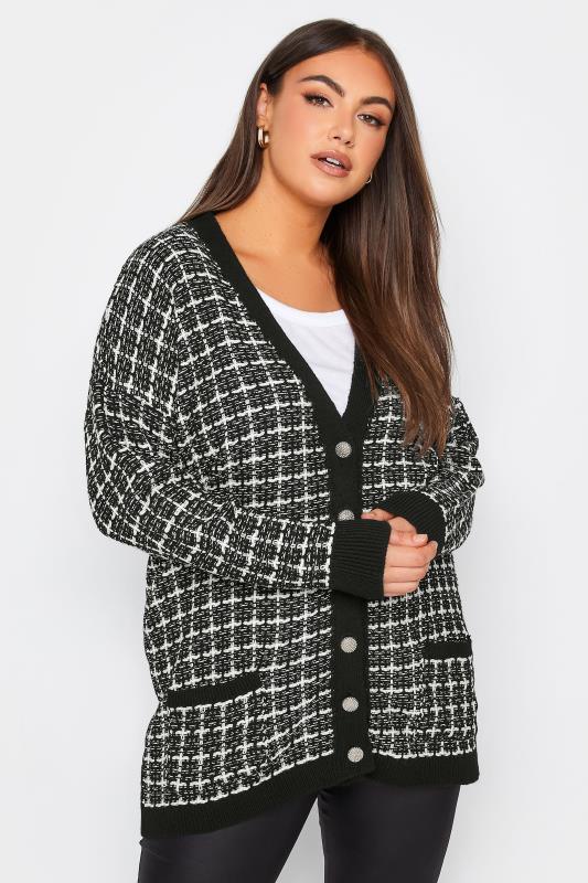 YOURS Curve Plus Size Black Boucle Cardigan | Yours Clothing  1