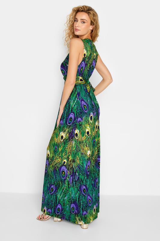 LTS Tall Women's Green Peacock Print V-Neck Knot Front Maxi Dress | Long Tall Sally 3