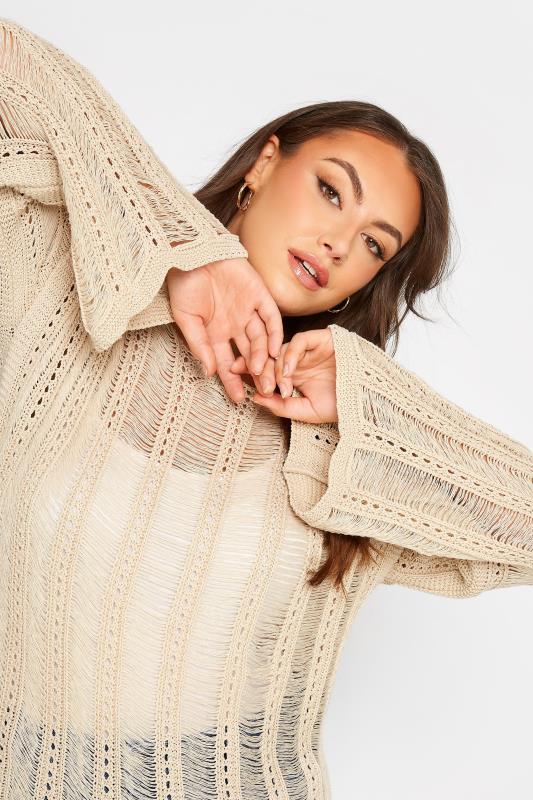 Plus Size Beige Brown Crochet Top | Yours Clothing  4