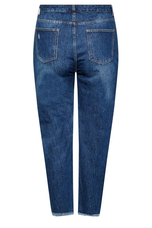 Plus Size Indigo Blue Ripped MOM Jeans | Yours Clothing 5