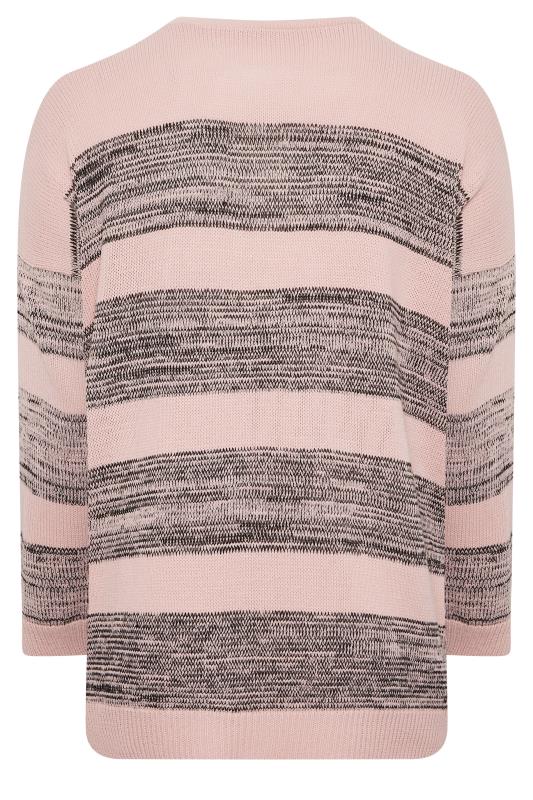 YOURS Plus Size Curve Light Pink Stripe Distressed Jumper | Yours Clothing  7