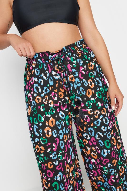 YOURS Plus Size Black Rainbow Leopard Print Beach Trousers | Yours Clothing 4