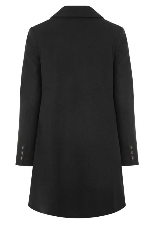 Plus Size Black Longline Midi City Coat | Yours Clothing 7
