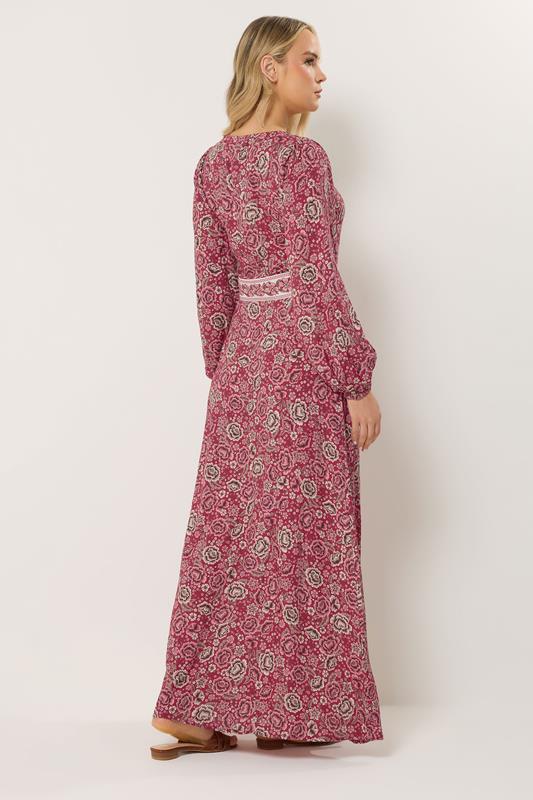 LTS Tall Women's Berry Red Floral Button Maxi Dress | Long Tall Sally 4