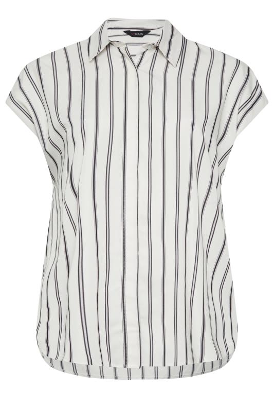 YOURS Curve Plus Size White Stripe Short Sleeve Shirt | Yours Clothing  6