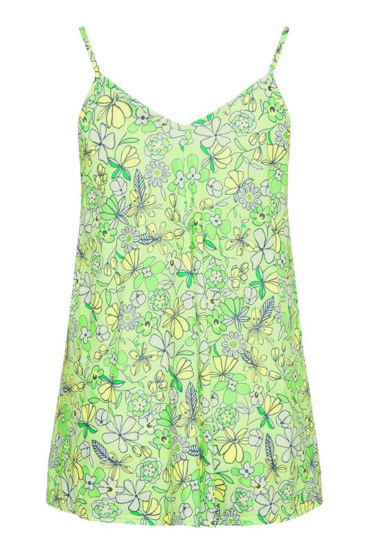 LIMITED COLLECTION Plus Size Green Retro Floral Strappy Cami Top | Yours Clothing 7