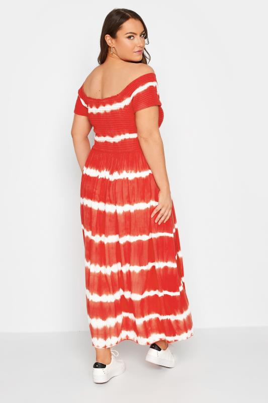Plus Size Red Tie Dye Bardot Maxi Dress | Yours Clothing 3
