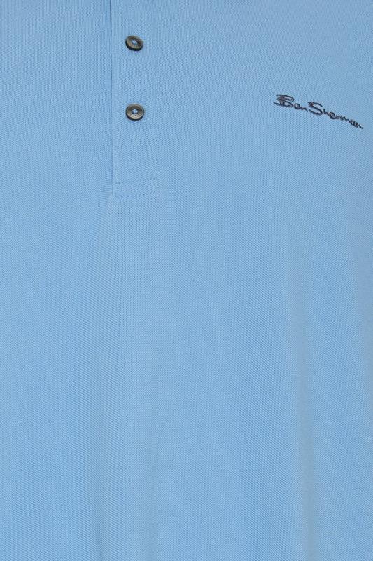 Ben Sherman Big & Tall Turquoise Blue Signature Pique Polo Shirt | BadRhino 5