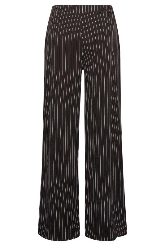 Petite Black Pinstripe Wide Leg Trousers | PixieGirl 5