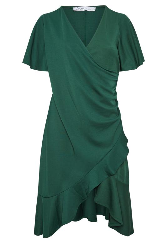 YOURS LONDON Plus Size Emerald Green Ruched Midi Dress | Yours Clothing 5