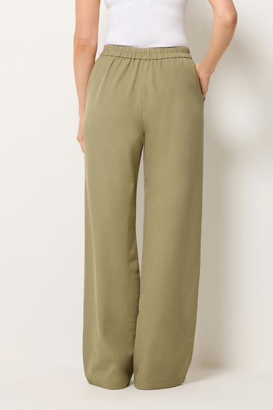 LTS Tall Women's Sage Green Tab Detail Wide Leg Trousers | Long Tall Sally 2